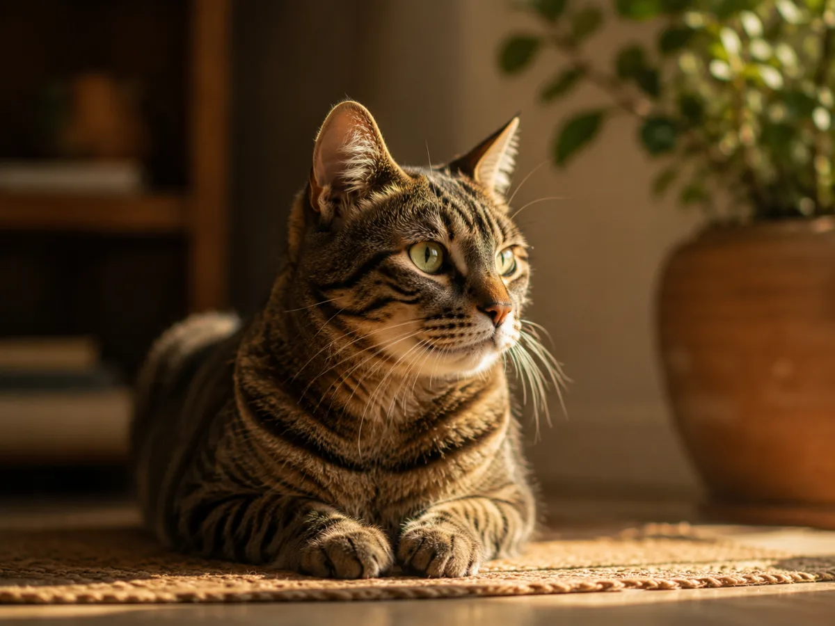 Gato tranquilo observando su entorno como símbolo de atención y percepción
