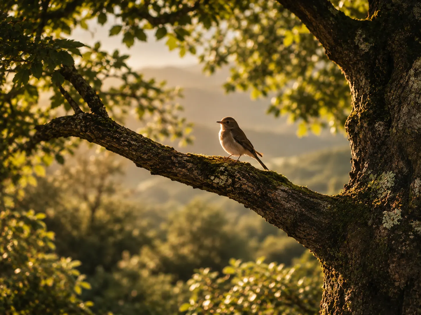 Pájaro sobre una rama como símbolo de contemplación y vínculo